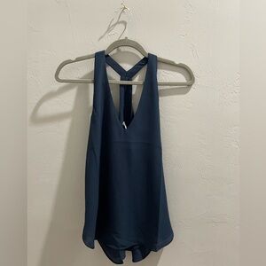 Three Eighty Two OWEN V NECK RACERBACK TANK. NWT! Navy, Size Small.